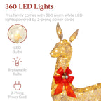 Best Choice Products 3-Piece Rattan Deer Family Set - 5FT Lighted Outdoor Christmas Decoration - Brown Metal