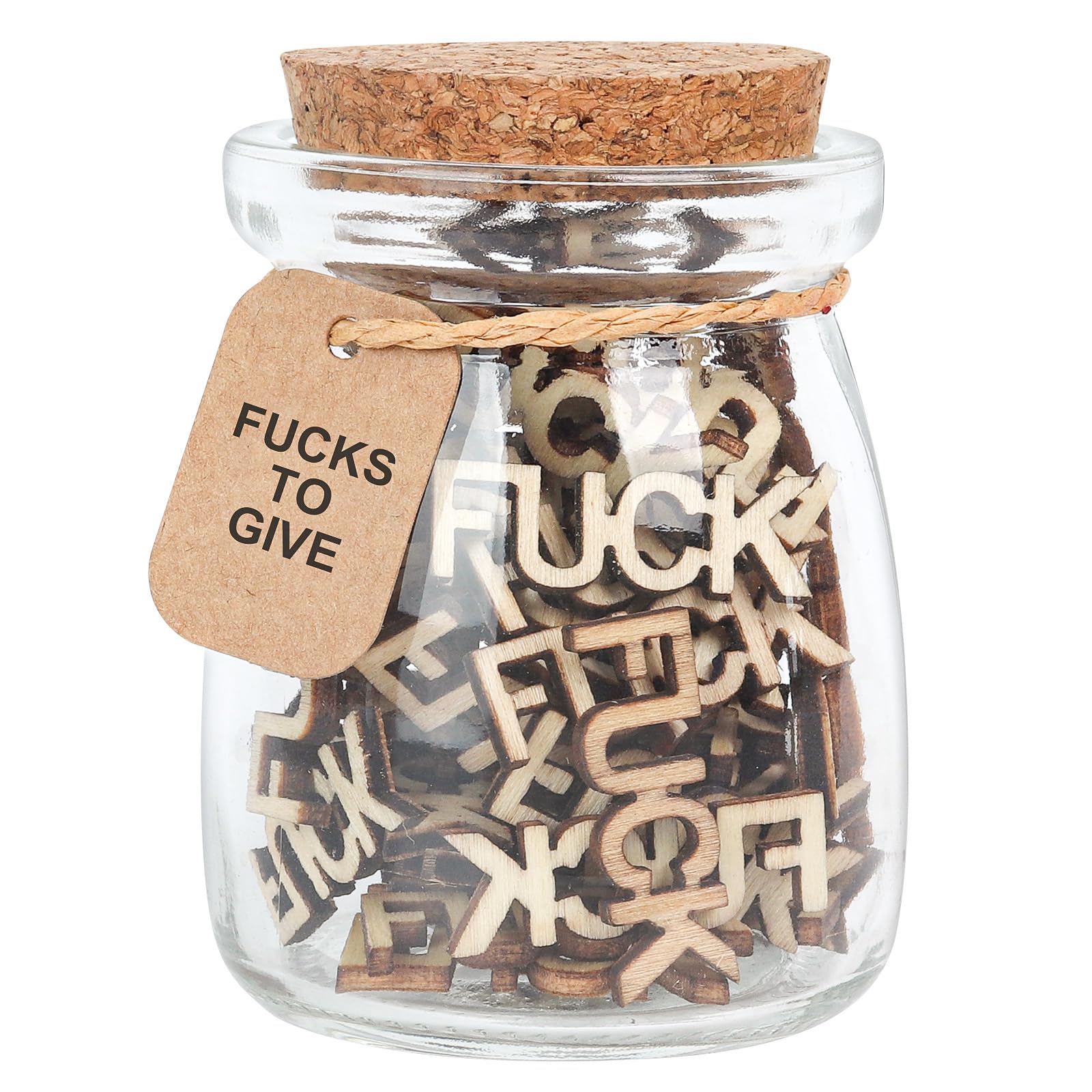 Jar of Fucks,Fucks to Give Gag Gifts,Fuck Wooden Cutout Letter Funny Gifts for Valentines Day/Birthday/Anniversary/Christmas. (