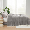 Snuggle Sac Oversized Grey Blanket Twin Xl 66X90 For Bed, Reversible Super Soft Warm Blankets Cozy Knit Blankets Fuzzy Plush Bla