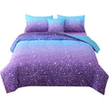 Jqinhome Full Blue Purple Comforter Set, 6 Piece Bed In A Bag 3D Colorful Ombre Bedding Set For Girls Women (1 Comforter,2 Pillo