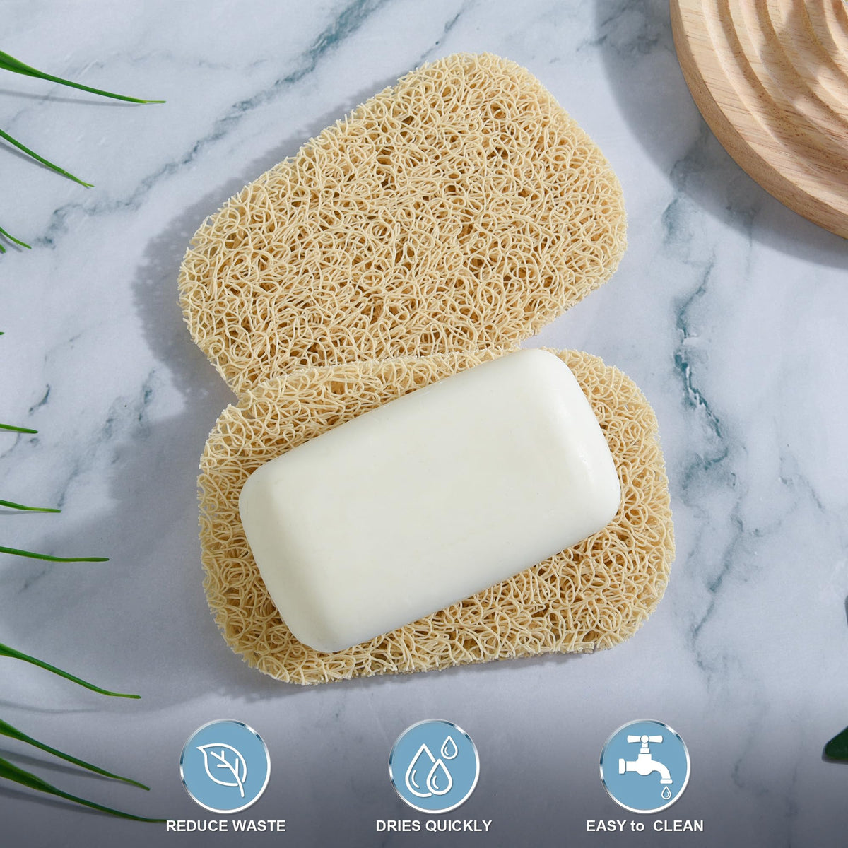 4Pcs Soap Lifting Pad For Bar Soap,Beige Non-Slip Soap Saver Pads Self Draining Soap Bars Holder Pads For Kitchen Bathroom Trave