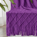 Inhand Valentine'S Day Gifts Throw Blanket Purple For Couch, Soft Living Room Home Decor Knitted Blanket, Outdoor Lightweight Br