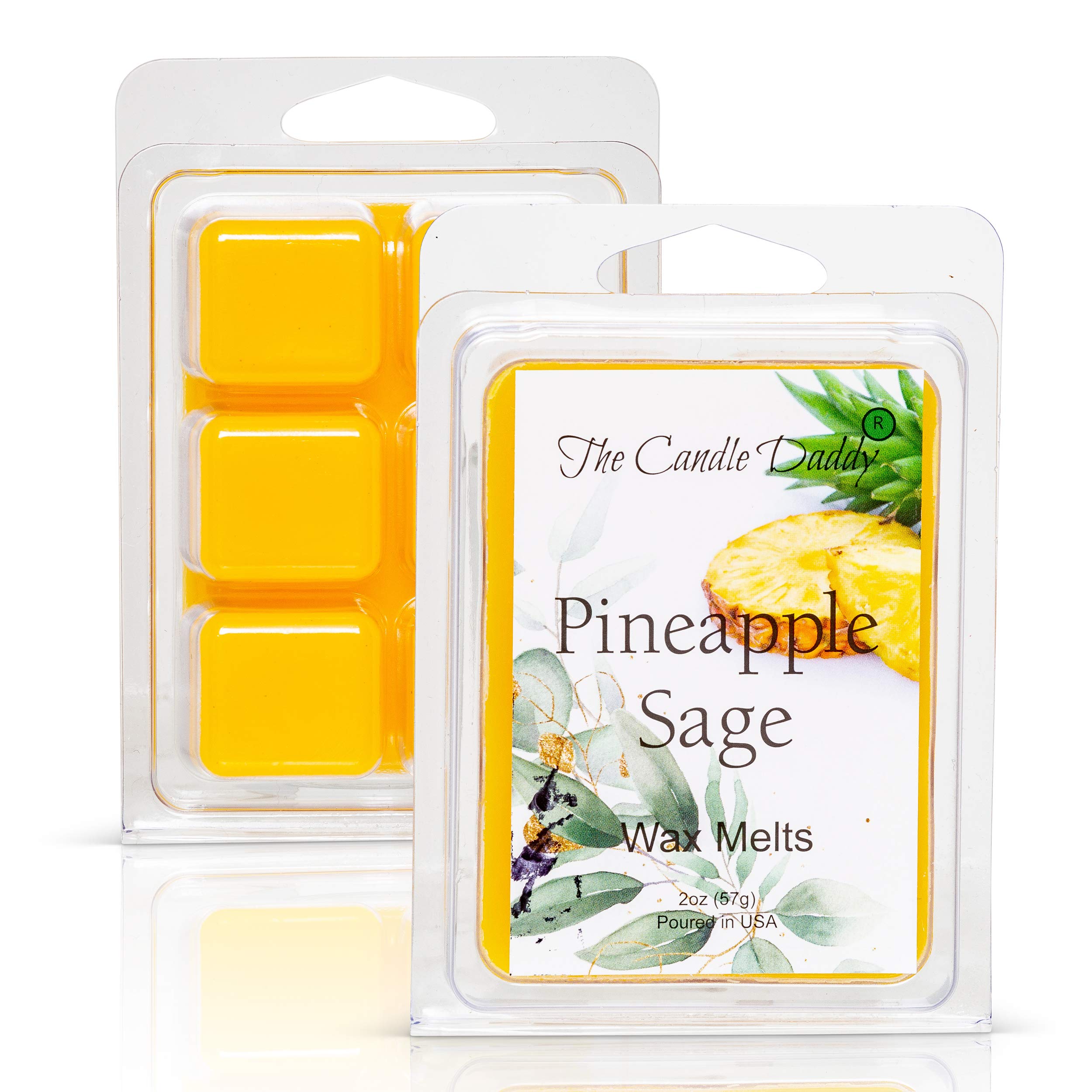 Pineapple Sage - Tropical Herbal Scented Melt- Maximum Scent Wax Cubes/Melts- 1 Pack -2 Ounces- 6 Cubes Gift for Women, Men, BFF