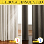Nicetown 100% Absolutely Blackout Linen Curtains With Thermal Insulated White Liner, Beige, 52' Wide By 48' Long, 2 Pieces, Anti-Rust Grommet Natural Burlap Fabric Window Drapes For Bedroom/Kids Room