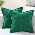 Decoruhome Christmas Decorative Green Throw Pillow Covers 18X18 Set Of 2 With Splicing, Boho Lumbar Soft Corduroy Broadside Twil