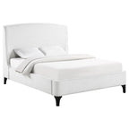 Coaster Home Furnishings Mosby Contemporary Boucle Upholstered Eastern King Size Wingback Bed Frame Platform Bed 54-Inch Headboard Snow 306020Ke