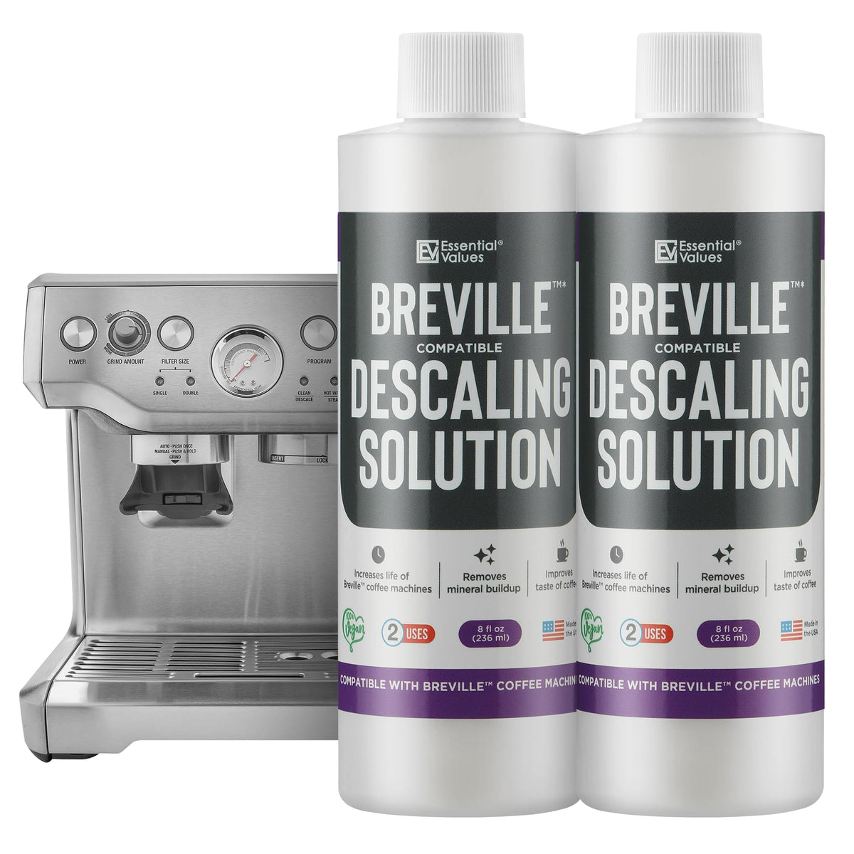 Essential Values Descaling Solution Compatible With Breville  Coffee Pot Cleaner And Descaler  Descaler Specially Formulated F