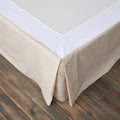 Biselina French Linen Wrap Around Bed Skirt With Pleated Corner 14-Inch Tailored Drop Natural Flax Cotton Blend Basic Soft Cozy