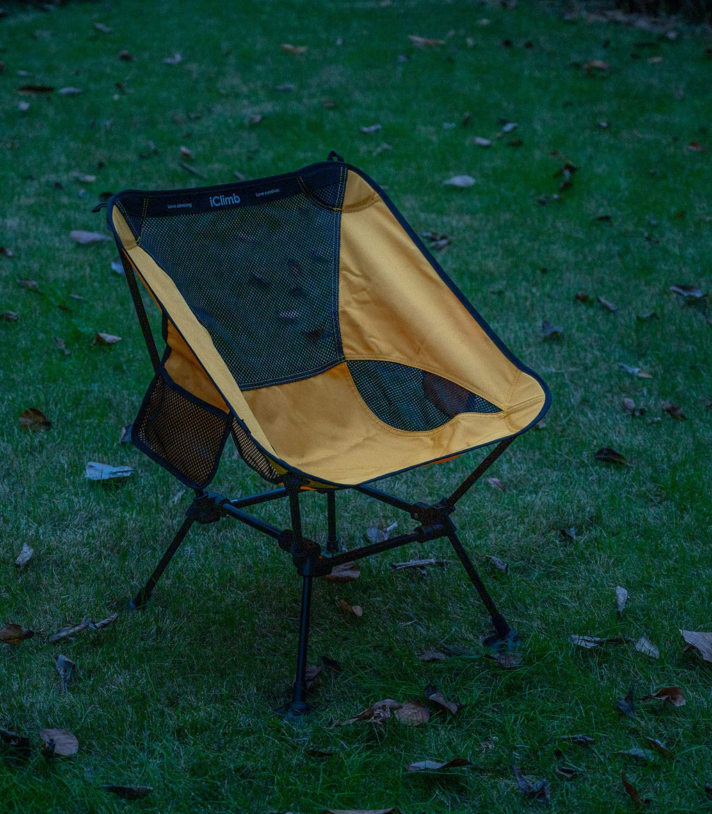Iclimb Ultralight Compact Camping Folding Beach Chair With Anti-Sinking Large Feet And Back Support Webbing (Yellow - Square Frame -2Pc)