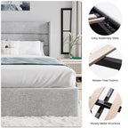 Sha Cerlin Full Size Lift Up Storage Bed/Modern Wingback Headboard/Upholstered Platform Bed Frame/Hydraulic Storage/No Box Spring Needed/Wood Slats Support/Light Grey