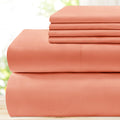 Bysure 6 Pieces Bed Sheets Set(Queen, Coral) - Super Soft 1800 Thread Count 100% Microfiber Sheets With Deep Pockets, Wrinkle &