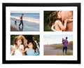 Golden State Art, 12x16 Black Wood Frame - Picture Frame with White Mat Displays Four 5x7 Photos - Collage Frame - Tempered Glas