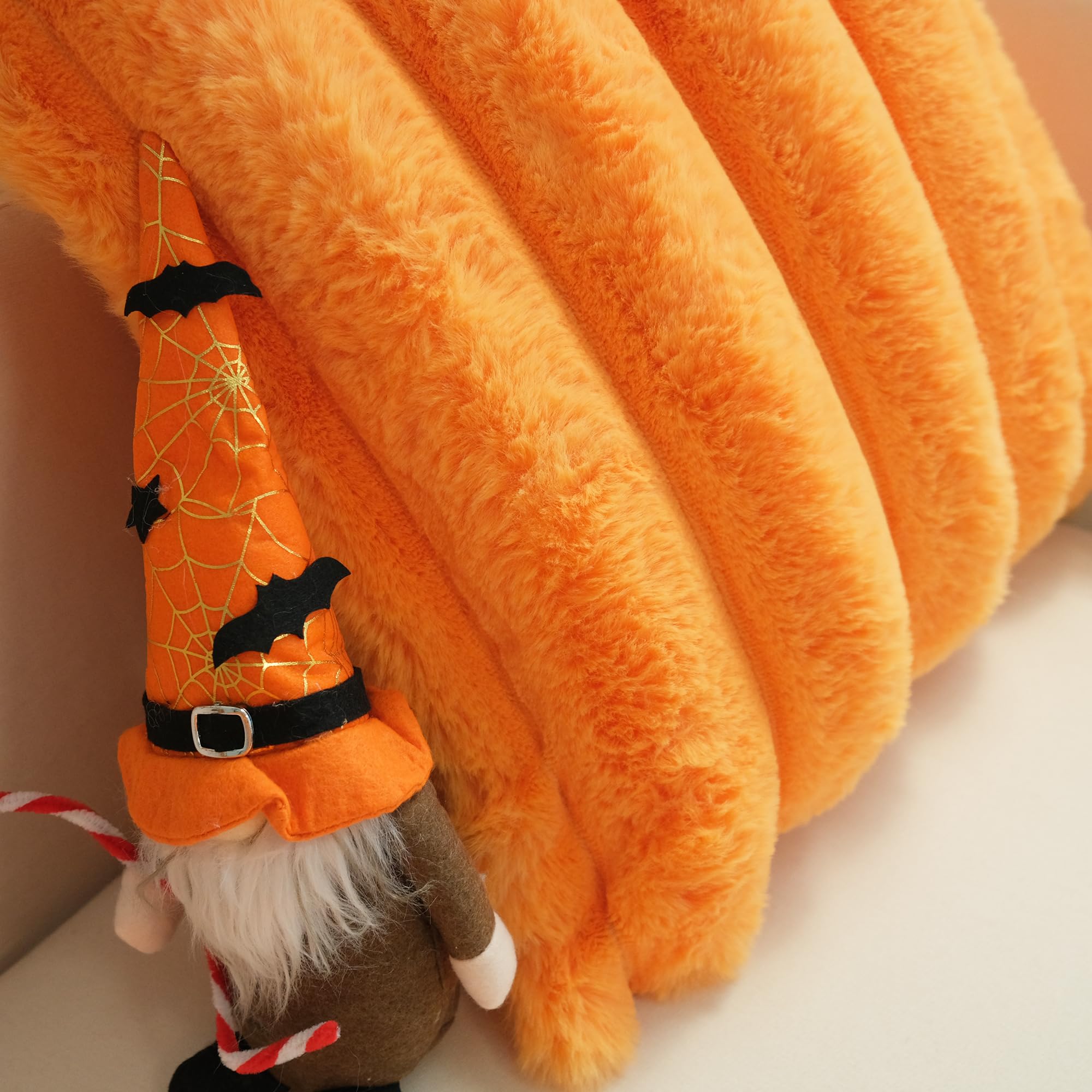 Jojusis Pack Of 2 Faux Fur Plush Decorative Throw Pillow Covers Couch Cushion Case Soft Fluffy Pillowcases Wide Stripe (Orange,