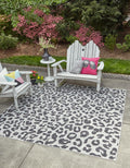 Unique Loom Outdoor Safari Collection Area Rug - Leopard (12 Square Light Gray/Gray)
