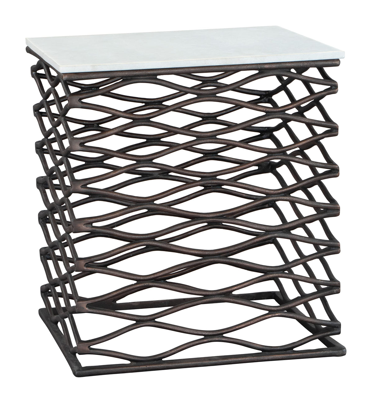 Zuo Duke Side Table White & Antique Bronze