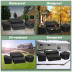 Gasadar Patio Furniture Covers 4 Piece, Waterproof Outdoor Furniture Covers, Patio Furniture Set Covers -Black