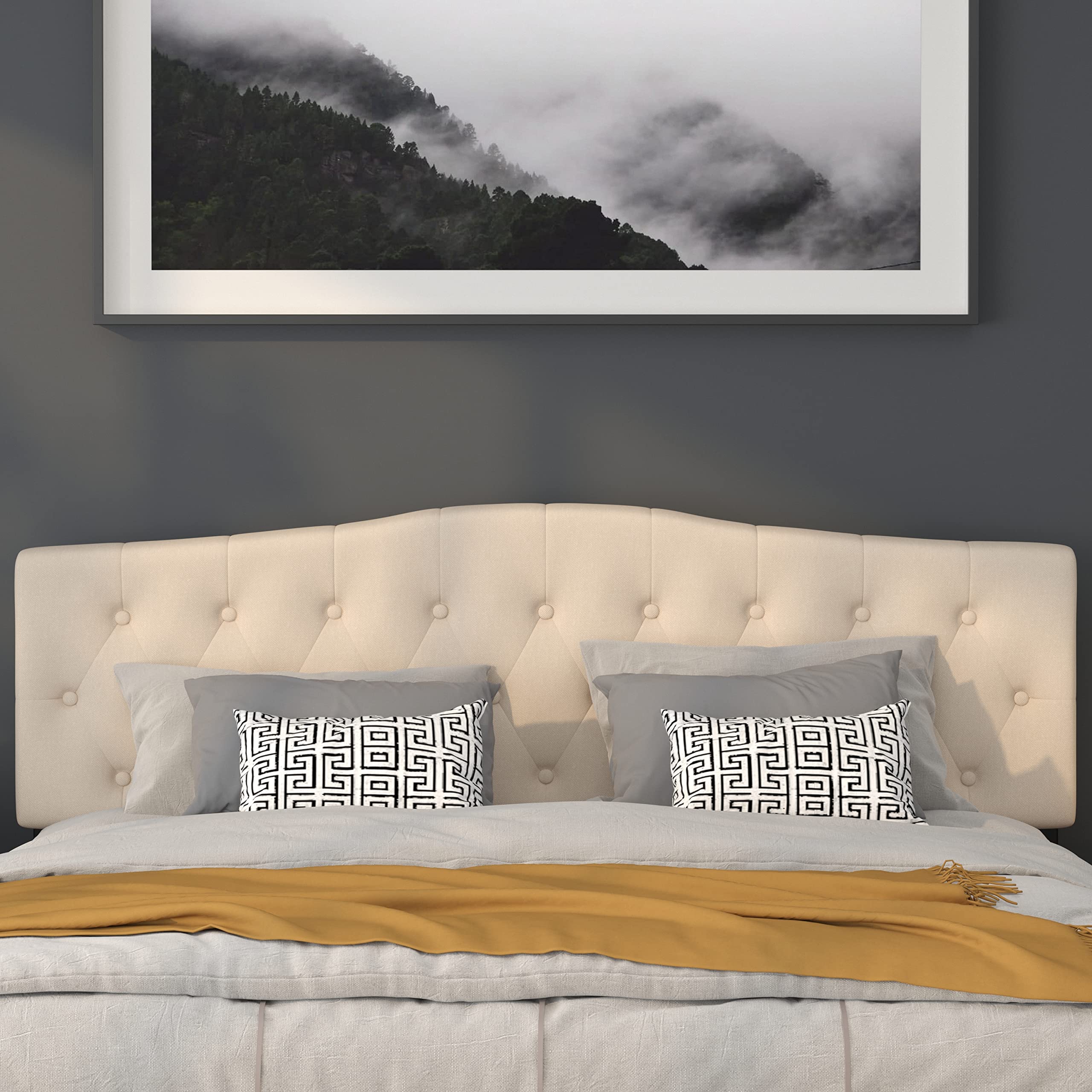 Flash Furniture Cambridge Tufted Upholstered King Size Headboard In Beige Fabric