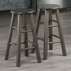 Winsome Element 2-Piece 24In Counter Stool Set, Oyster Gray Finish, Solid Wood, Modern Design