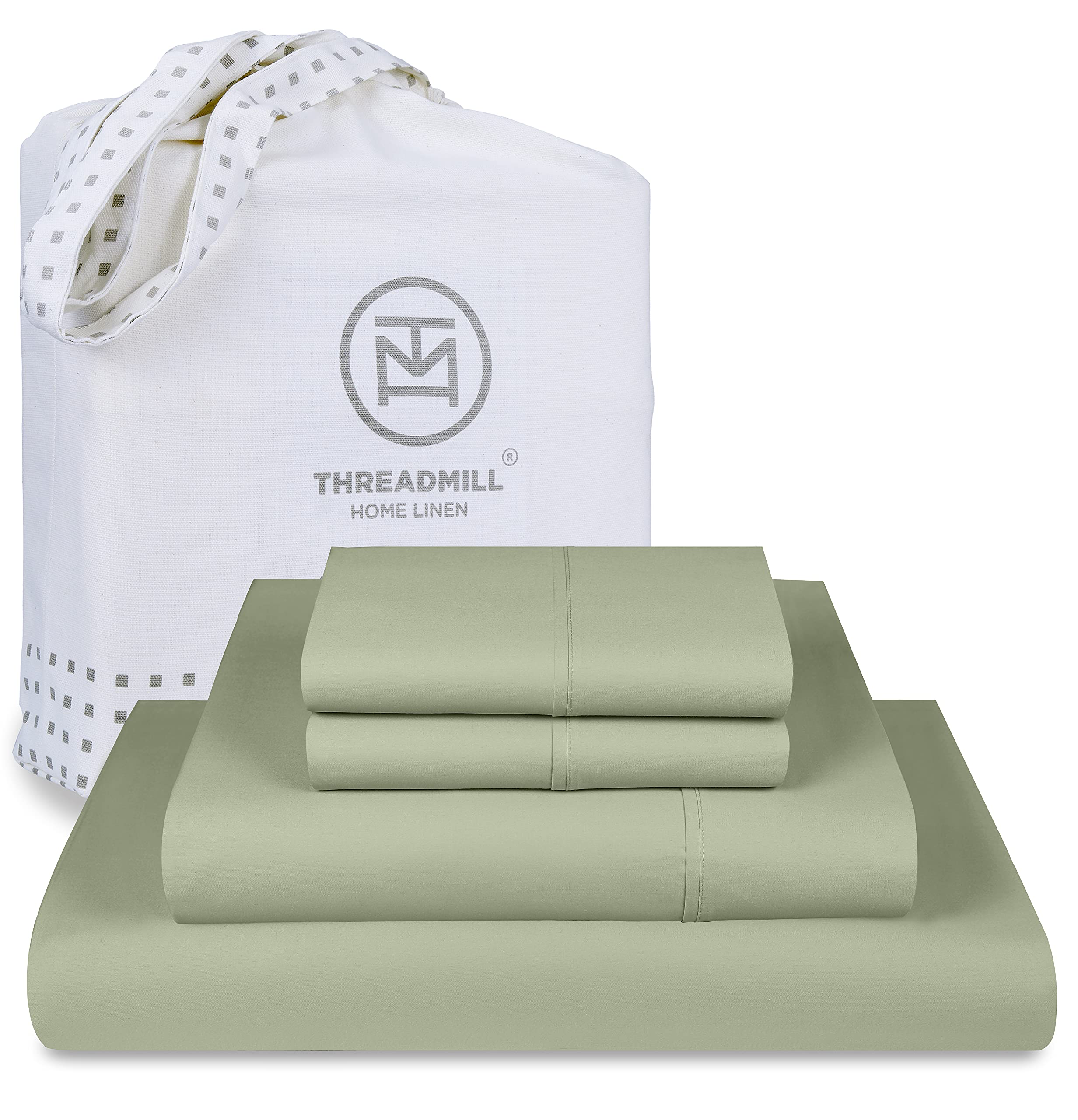 Threadmill Luxury 800 Thread Count California King 100% Cotton Sheets - Sage Green Sateen Weave Bed-Sheets, Better Than Egyptian