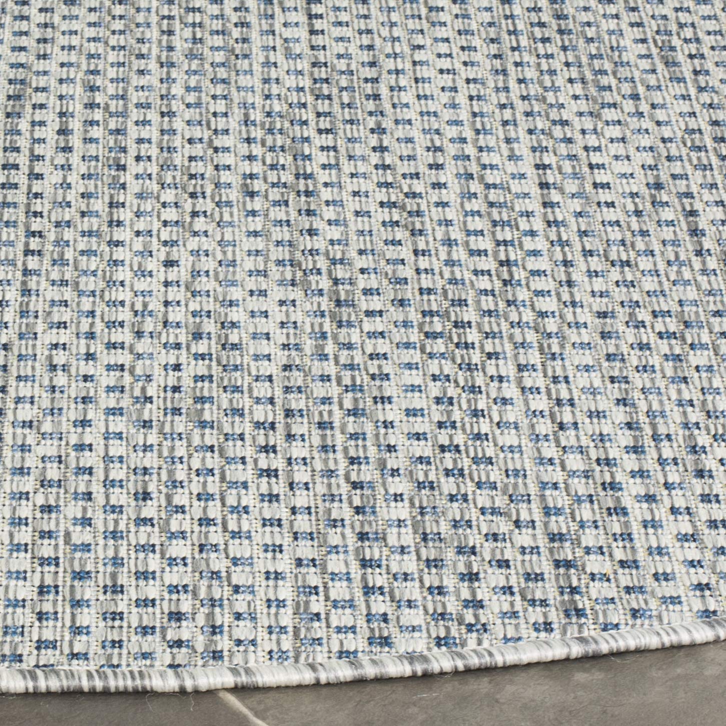 Safavieh Courtyard Collection 7'1' Round Grey/Navy Cy8521 Indoor/ Outside Waterproof Easy Cleansingpatio Backyard Mudroom Area Mat