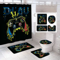 NORBEY 4 Pcs Gaming Shower Curtain Set, Classic Videogames Controller Bath Curtain with Anti-Slip Mat Toilet Cover Carpet Set an