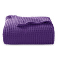Bedsure 100% Cotton Large Throw Blanket For Couch - Waffle Weave Purple Throw Blanket For Bed, Lightweight And Soft Fall Throw B