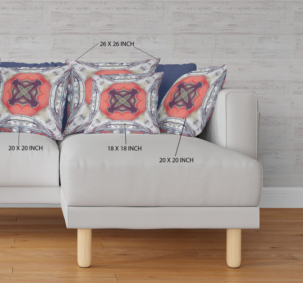 HomeRoots Light Blue Grey Peach 20â€ Gray Peach Geo Tribal Suede Throw Pillow