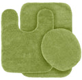 3pc Solid Non Slip Soft Bath Rug Set for Bathroom U-Shaped Contour Rug, Mat and Toilet Lid Cover New# Angela (Lime Green)