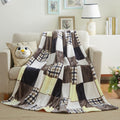 Tache Fall Buttermilk Yellow Brown Plaid Throw Blanket - Farmhouse Checkered Patchwork Super Soft Micro Fleece Plush Lightweight