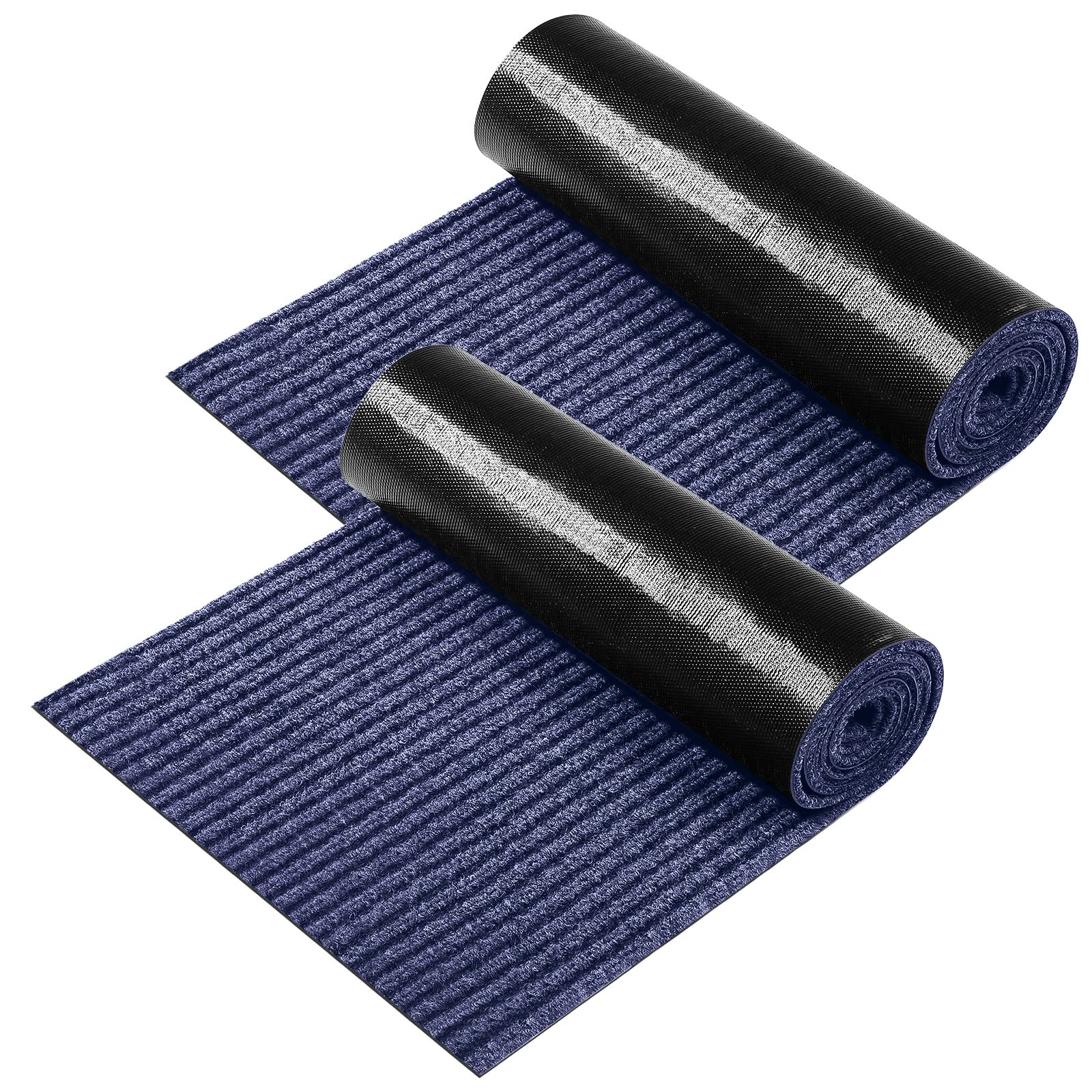 Large Semi Finished Front Door Mat Non-Slip Floor Mats Striped Welcome Mats 16 X 79 Inch Waterproof Entryway Shoe Mats Pet Rug Runner For Bathroom Kitchen Outdoor Decor (Navy, 2 Roll)