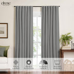 Elrene Home Fashions Harrow Solid Texture Blackout Single Window Curtain Panel, 52''X95'', Dark Gray