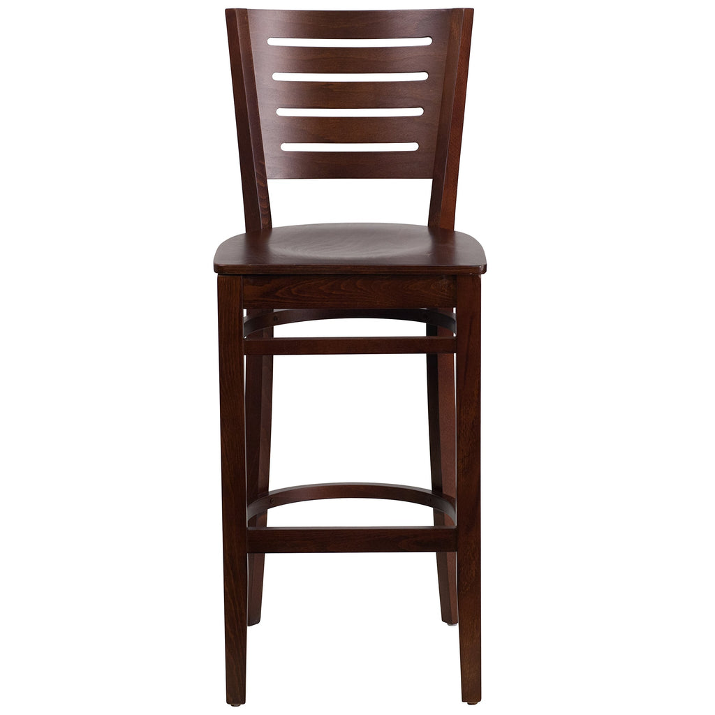 Flash Furniture Darby Series Slat Back Walnut Wood Restaurant Barstool