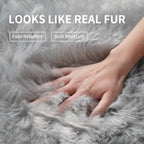 Small Faux Fur Rug, 2X4 Ft Ultra Soft Sheepskin Rug Chair Sofa Cover Seat Pad, Grey Fluffy Shag Rug For Bedroom Nursery Kids Roo