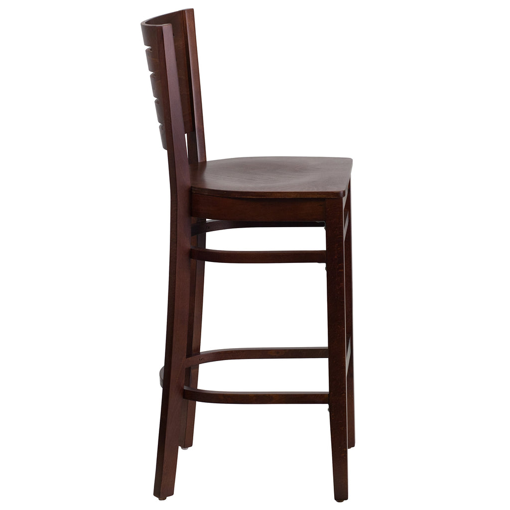 Flash Furniture Darby Series Slat Back Walnut Wood Restaurant Barstool
