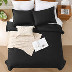 Andency Black California King Comforter Set - 7 Pieces Bed In A Bag Cal King Bedding Comforter Sets, Summer Plain Soft Lightweight Comforter With Fitted Sheets, Flat Sheets, Pillowcases & Shams