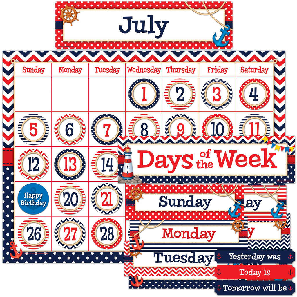 Teacher Created Resources Nautical Calendar Bulletin Board Display Set