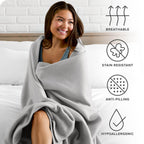 Bare Home Polar Fleece Blanket - King Blanket - Light Grey - Warm & Cozy - Premium Fleece Blanket - Blanket For Bed, Sofa, Campi