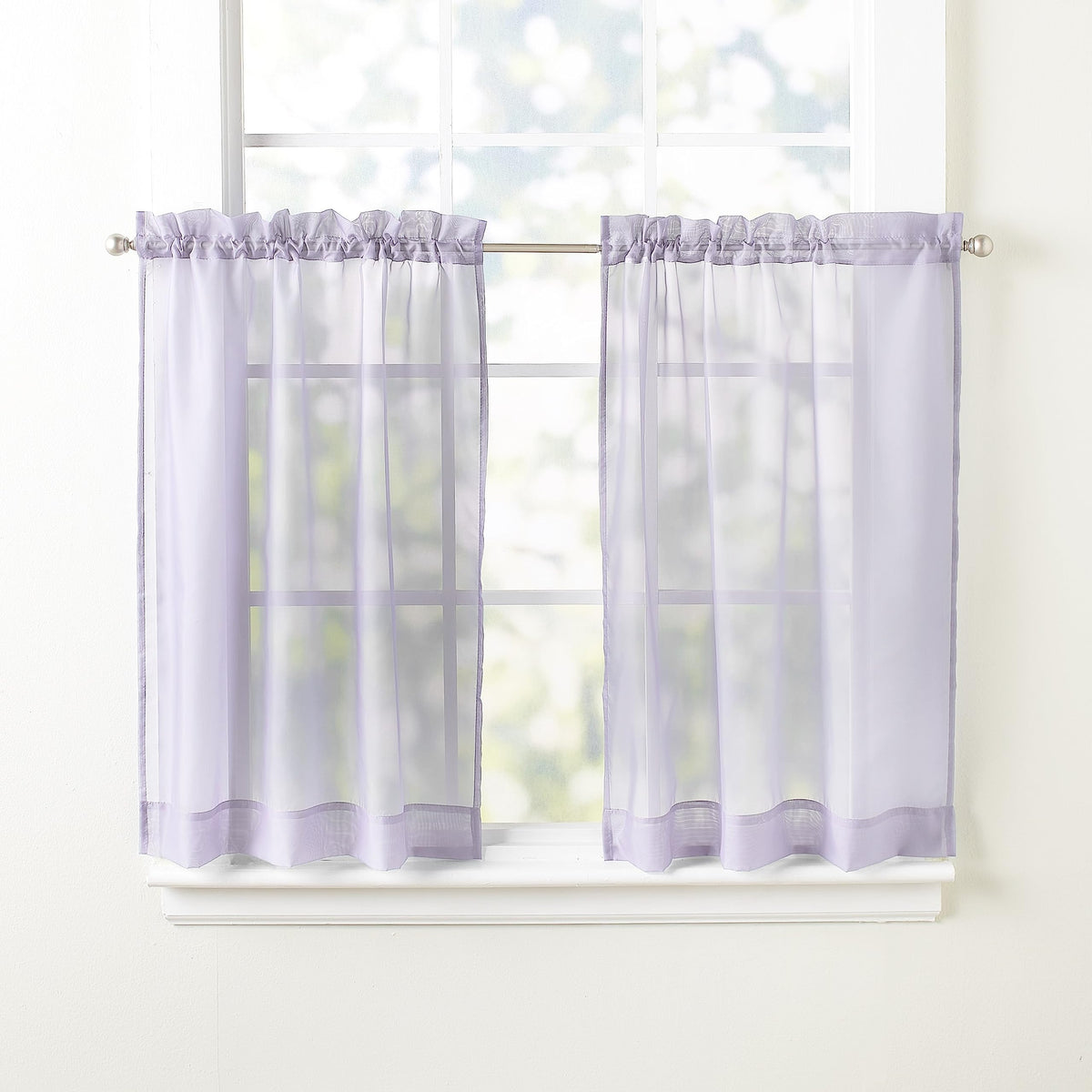 Emelia Voile Window Treatment Tier Set - 24' Lilac - 2 Pieces