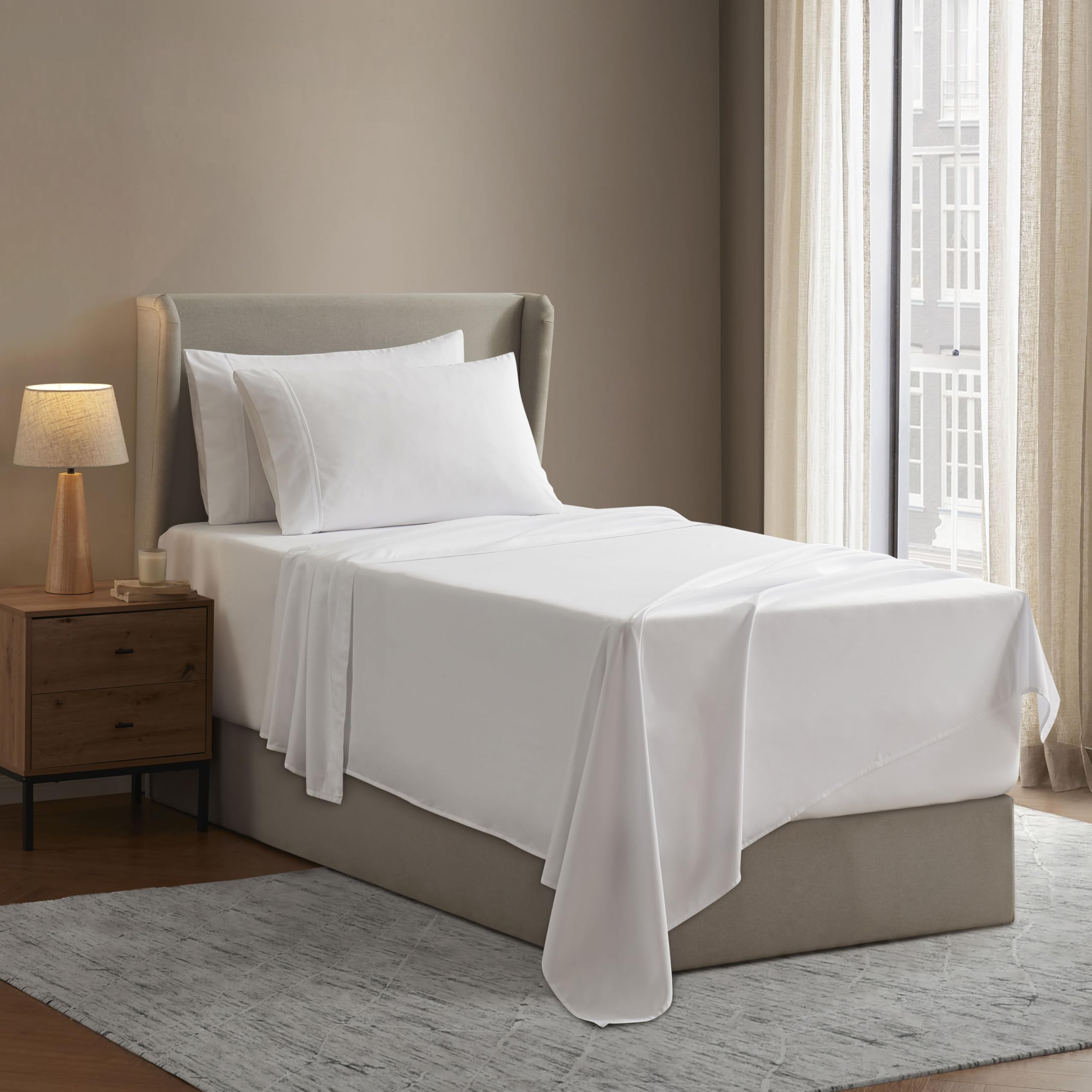 Nestl Twin Xl Sheets Set - 3 Piece Twin Xl Bed Sheets, Deep Pocket, Hotel Luxury, Extra Soft, Breathable And Cooling, Off White Twin Xl Sheet Set