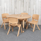 33 Round Natural Plastic Height Adjustable Activity Table Set with 4 Chairs