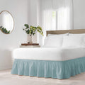 Easy Fit Solid Elastic Wrap Around Bed Skirt, Easy On/Off Dust Ruffle (18 Inch Drop), Queen/King, Spa