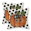 Fall Pillow Covers 22X22 Set Of 2 Pumpkin Maple Leaves And Polka Dot Fall Decor Pillowcase Linen Autumn Thanksgiving Decorative