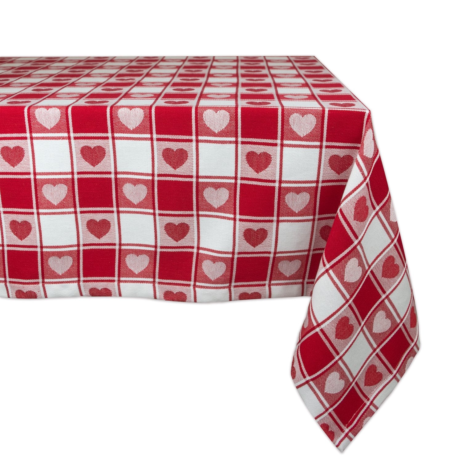 DII Valentines Day Tablecloth Check Collection, Tablecloth, 60x84, Checkered Hearts
