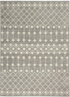 Nourison Grafix Moroccan Grey 3'9' X 5'9' Area Rug, Easy Cleaning, Non Shedding, Bed Room, Living Room, Dining Room, Kitchen (