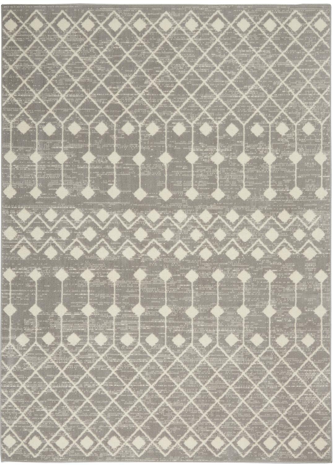 Nourison Grafix Moroccan Grey 3'9' X 5'9' Area Rug, Easy Cleaning, Non Shedding, Bed Room, Living Room, Dining Room, Kitchen (