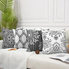 Decorative Throw Pillow Covers 16X16 Set Of 4, Dark Grey And White Modern Simple Square Pillow Case Cushion Cover For Sofa Couch