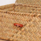 Moosky Wicker Shelf Baskets With Lid,Handwoven Seagrass Basket For Storage Basket Bins Rectangular Home Organizer Gift Boxes (Na