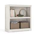 Linsy Home 2-Tier Bookcase And Bookshelf, Small Wood Display Storage Shelves Farmhouse Bookshelf For Home Office, Living Room, Bed Room - White Oak