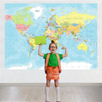 Corfoto 5X3Ft World Map Backdrop Adventure Begins Travel Boys Baby Shower Party Decorations Map Backdrops Around World Adventure