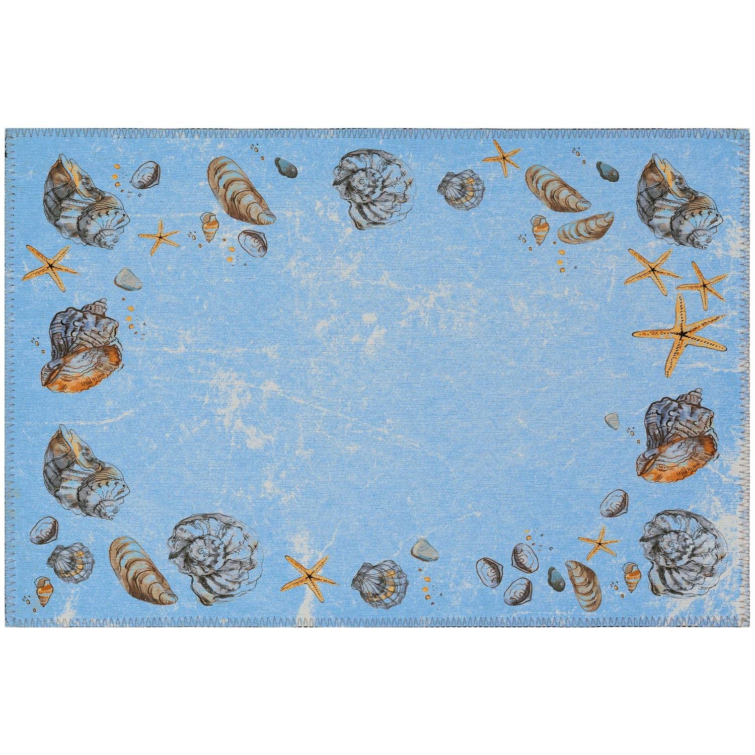 Seabreeze Sz9 Blue Coastal Rug Rectangle 5' X 7 ' 6"